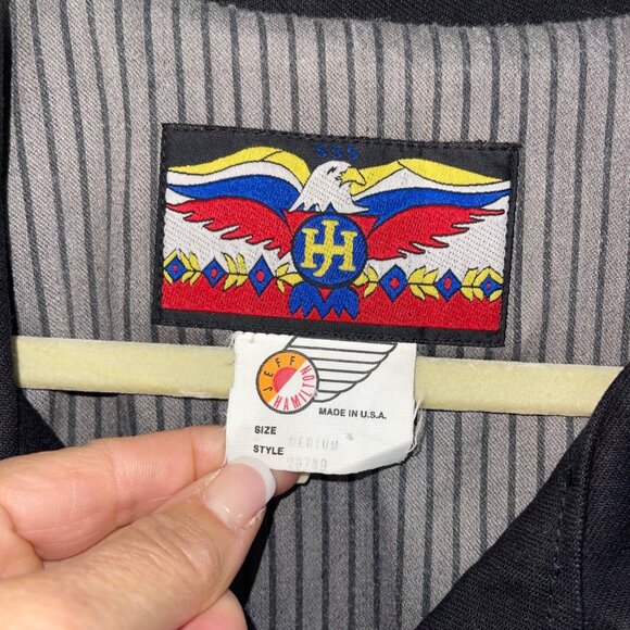 Jeff Hamilton Vintage Mens Size M Black Studded Eagle Biker Denim Jacket Rare - Picture 10 of 13